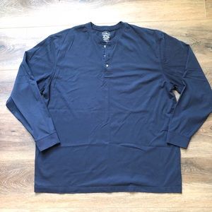 L.L Bean XXL-Tall Henley Shirt Long Sleeve Blue